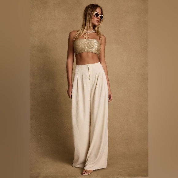 12th Tribe Toulouse Metallic Gold Crop Top - Picture 4 of 8